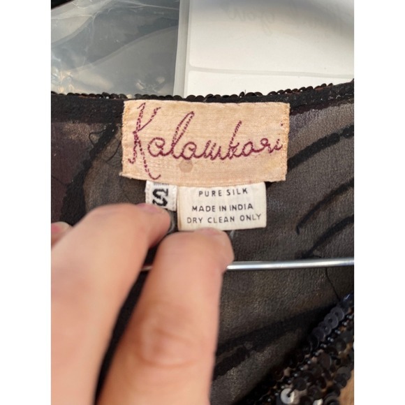 T2‎ VTG Kalamkari Silk Sequin 2 Piece Blouse Skirt - Picture 3 of 9